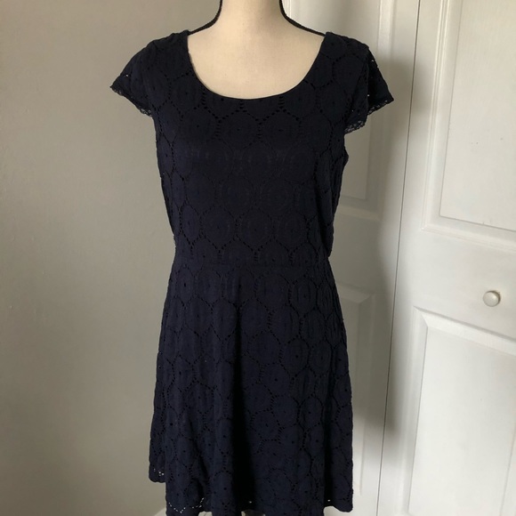 ALYX NAVY EYELET FORMAL/ CASUAL DRESS - Picture 1 of 11